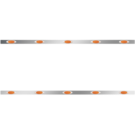 2.5 X 80 Inch Stainless Steel Sleeper Panel W/ 5 Amber/Amber P1 LED Lights For Peterbilt 567, 579 - Pair