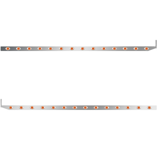 2.5 X 80 Inch Stainless Steel Sleeper Panel W/ 14 Amber/Amber P3 LED Lights For Peterbilt 567, 579 - Pair