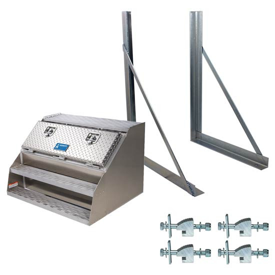 Merritt Aluminum Step Box Kit With Diamond Plated Door- 36 X 23.5 X 28.5 Inch