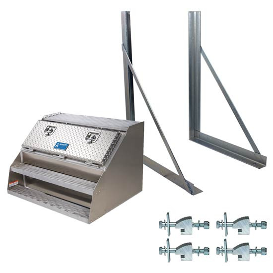 Merritt Aluminum Step Box Kit With Diamond Plate Door- 24 X 23.5 X 28.5 Inch