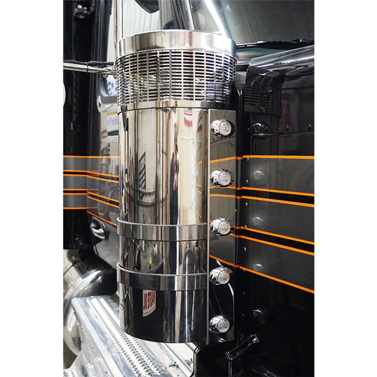 CSM Aluminum Front Breather Panels W/ Ten 3/4 Inch Round Light Holes, 3 Bolt For Peterbilt 589