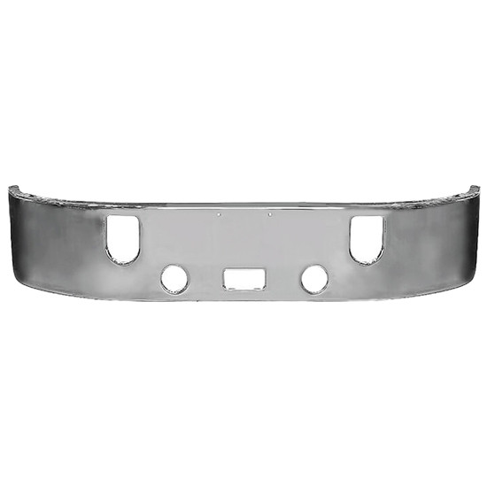 17 Inch Chrome Steel Bumper With Tow Center Step & Fog Light Holes For Mack CX 613, 2001- 2004