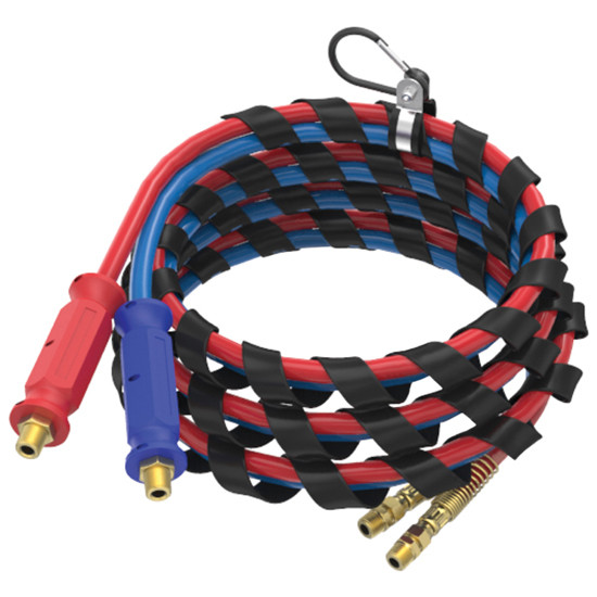 BESTfit 2 In 1 Red / Blue Spiral Wrapped 3/8 Inch Rubber Air Hoses 1/2 Inch NPT Ends