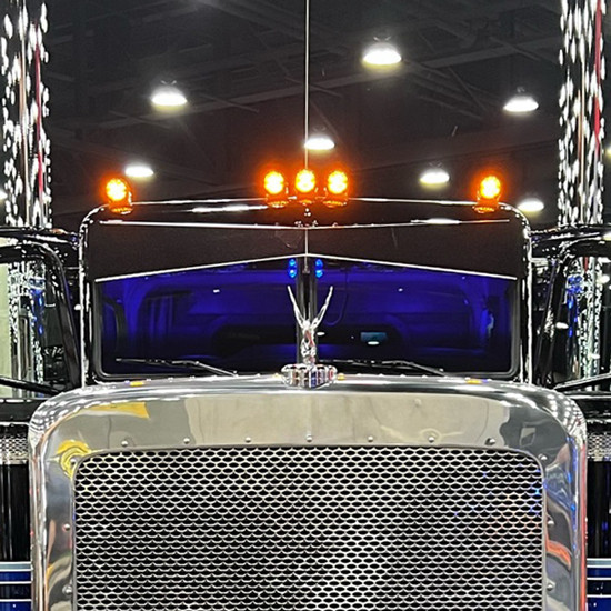 14 Inch Drop 304 SS Heavy Duty Bowtie Visor For Peterbilt 589 Ultracab