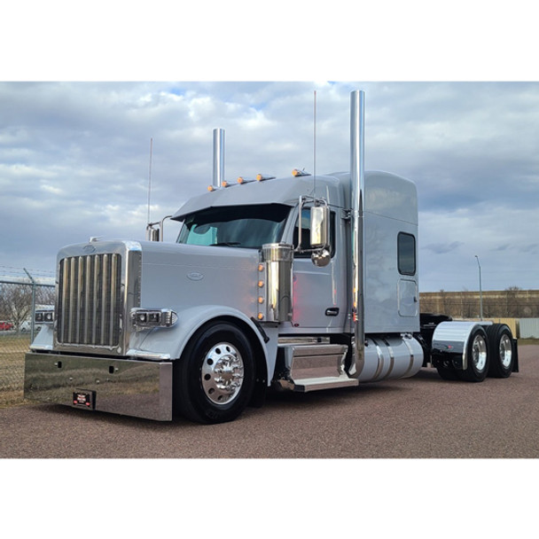 Lincoln Chrome 8 Inch OD Exhaust Kit With Stack Options For Peterbilt 589 W/O Cab Mount Exhaust