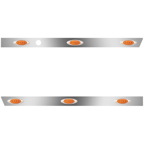 2.5 Inch Stainless Steel Cab Panels With 3 P1 Lights Amber LED / Amber Lens For Peterbilt 379, 388 & 389