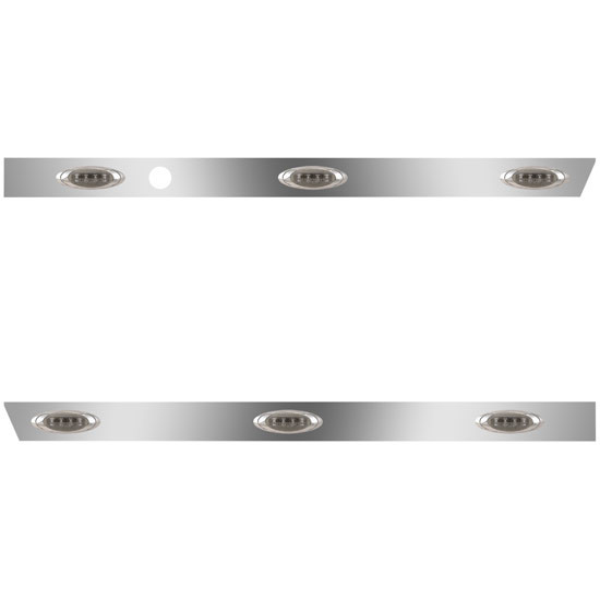 Stainless Steel Cab Panels With 3 P1 Amber LEDs / Smoke Lens For Peterbilt 567 SFA