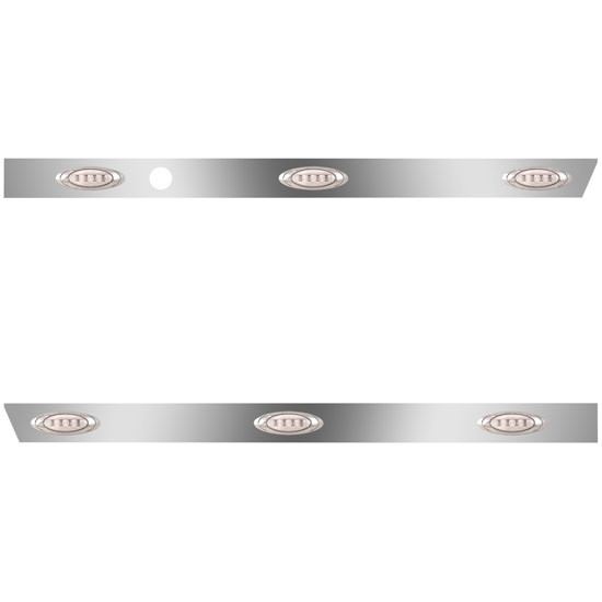 3 Inch Stainless Steel Cab Panel W/ 3 P1 Amber LED / Clear Lens & Heater Block Hole For Peterbilt 567 SBA, SFA