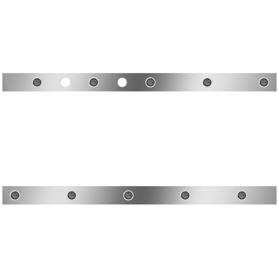 2.5 Inch 304 SS Cab Panels With 5 Rnd 3/4 Inch Amber LED / Smoke Lens & Dual Heater Block Holes For Kenworth T680, T880, W990