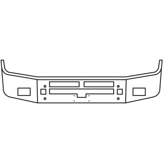 22 Inch Chrome SBA Bumper W/ Tow, Vent License Plate & Fog Light Holes For Kenworth T600, T600B