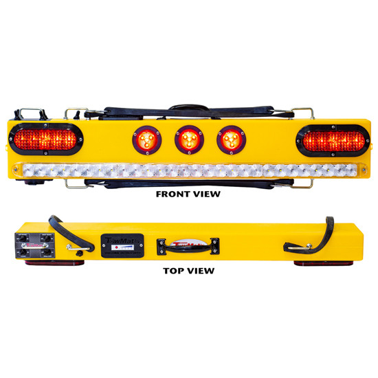 37 Inch Lithium Powered Wireless Tow Light Bar With Strobe and Work Light W/ 7 Round Pin Transmitter By TowMate
