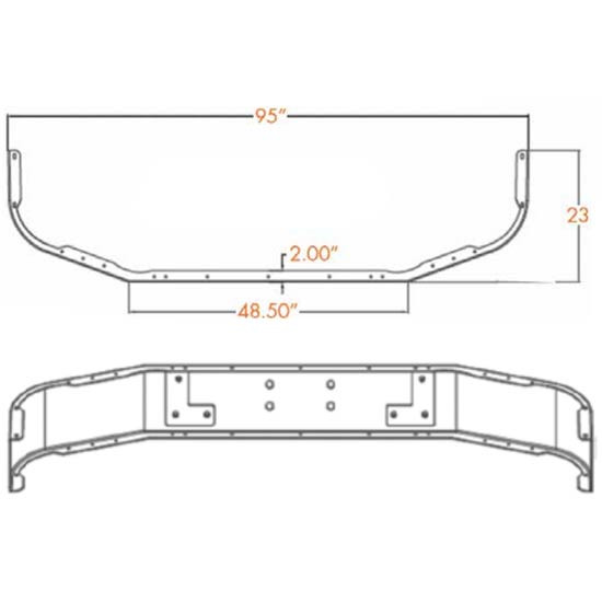 18 Inch Chrome Bumper W/ Tow Holes By Valley Chrome For Peterbilt 357, 378 SBA