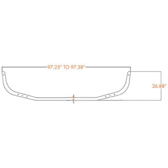 16 Inch Chrome Bumper W/ Tow Holes By Valley Chrome For Peterbilt 385 SBA 120 BBC