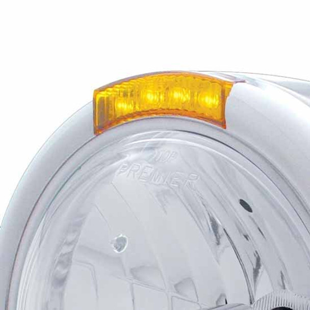 Stainless Steel Half Moon Classic Headlight With Crystal Lens For Peterbilt 359, 378, 379, 388, 389