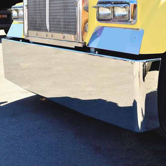 20 Inch Chrome Blind Mount Rolled End American Eagle Bumper W/ 2 Inch Taper & UST Mount Plates For Freightliner, Kenworth & Peterbilt