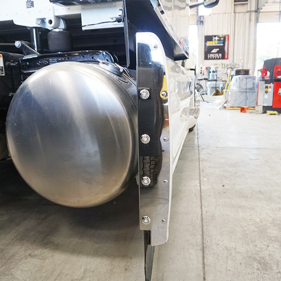 Stainless Steel Trim On Rear Back Edge Of Side Fairing With Light