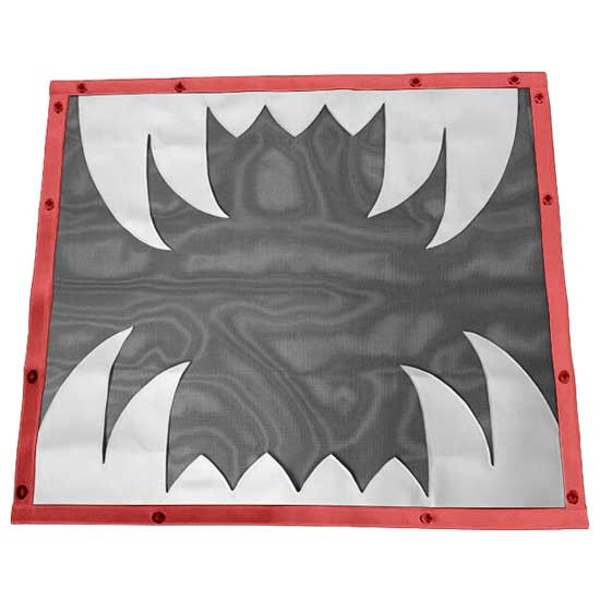 Mesh Sabertooth Black Bug Screen W/ White Teeth & Red Trim For Kenworth T450