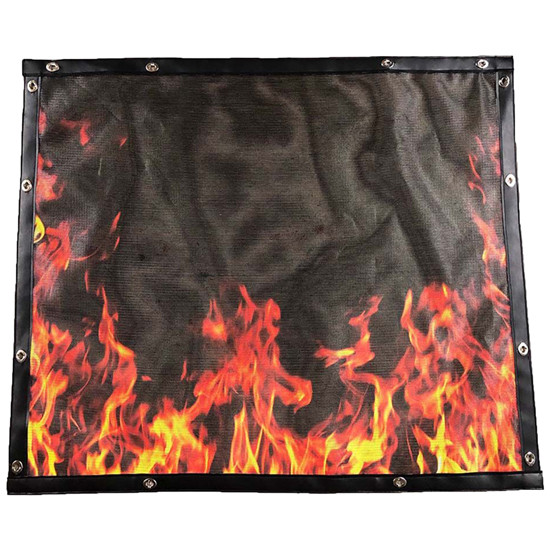 Mesh Orange Flame Bug Screen W/ Black Trim For Kenworth W900A