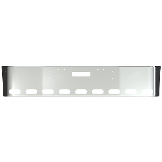 16 Inch Wrap Around SS Bumper W/ Vent & 9 Oval Light Holes For Freightliner FLD112/120 SBA