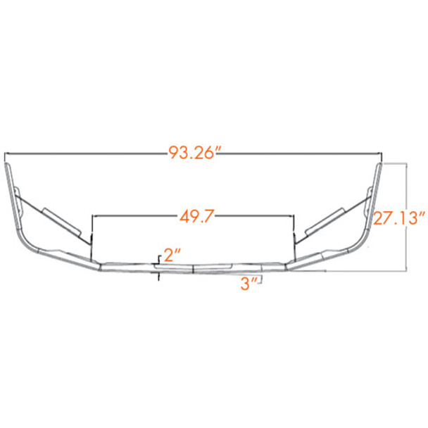 20 inch Stainless Steel SBA Bumper With Bolt Holes For Freightliner Century, Columbia 20 inch Stainless Steel SBA Bumper With Bolt Holes For Freightliner Century, Columbia