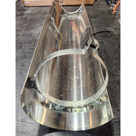 BLEMISHED: Stainless Steel Exhaust Shield Plain 48 Inch x 8 Inch 180 Degree