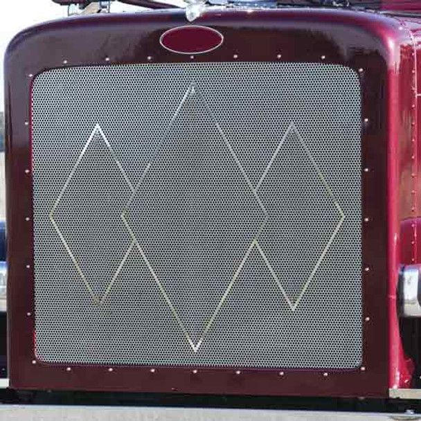 Stainless Steel Triple Diamond Punched Grille Insert For Peterbilt 389 & 388