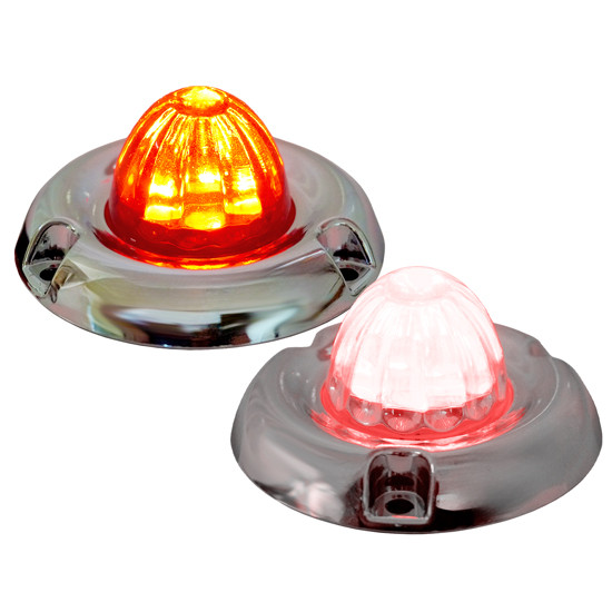Legendary 1-1/2 Glass Watermelon Red 3 Wire Dual Function Inset Chrome Bezel LED Lights