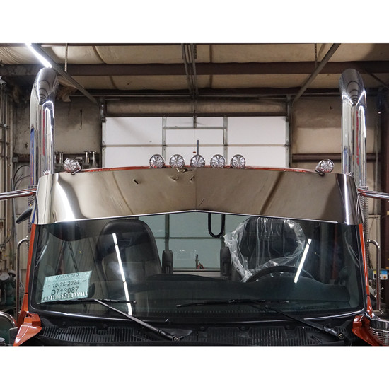 Chrome Shop Mafia Bowtie Visor For Peterbilt 589 Flat Top