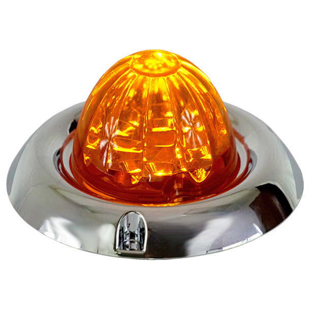 Legendary 3-1/2 Glass Watermelon Dark Amber 3 Wire Dual Function Chrome Inset Bezel LED Light