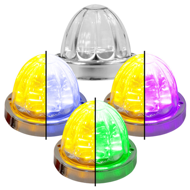 Legendary 3-1/2 Glass Watermelon Amber Light W/ Aux Color 4 Wire Dual Tone Stainless Steel Bezel LED Lights Legendary 3-1/2 Glass Watermelon Amber Light W/ Aux Color 4 Wire Dual Tone Stainless Steel Bezel LED Lights
