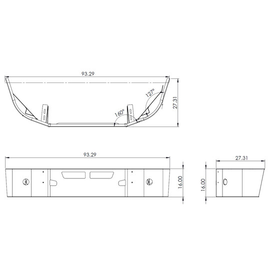 BESTfit 16 Inch Chrome SBA Bumper With Step And Tow Holes For Kenworth T660 2008- 2017