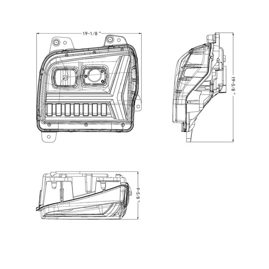 Headlight With LED Daytime Running Light Bar And Turn Signal, Driver Side For Kenworth W990