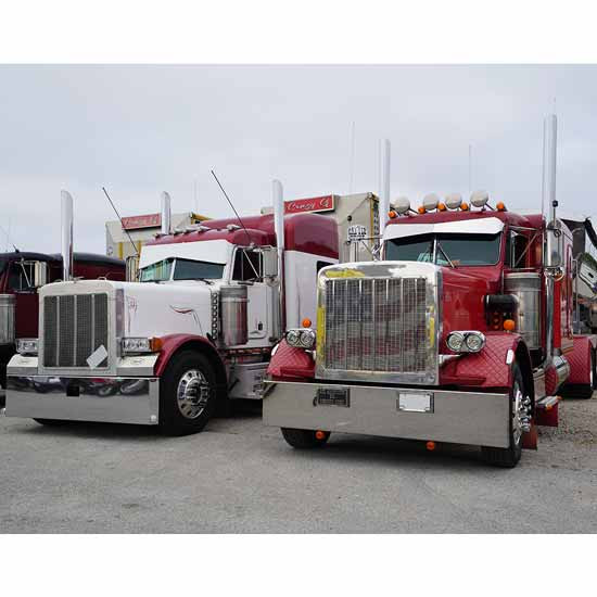 Stainless Steel Fender Shields W/ Peterbilt Logo For  378 & 379