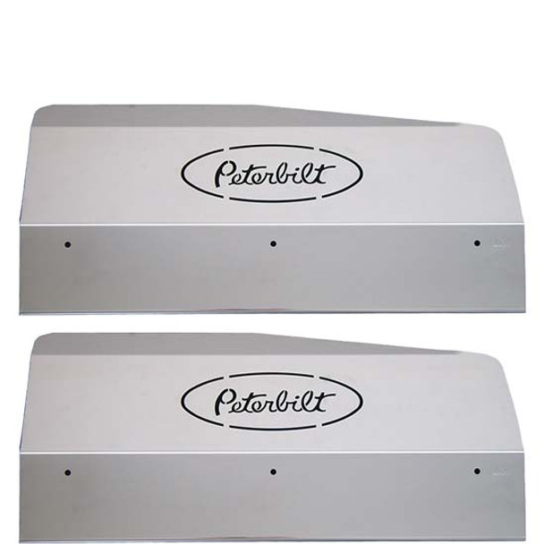Stainless Steel Fender Shields W/ Peterbilt Logo For  378 & 379