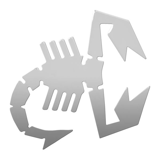 Chrome Steel Scorpion Cutout 5-1/4 X 4-3/4 Inch Tape Mount