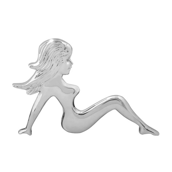 6 Inch Chrome Plastic Sitting Lady Accent With Tape - Face To Right