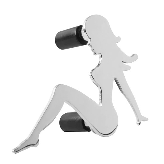 Chrome Super Mini Sitting Nude Accent, Left Facing - Stud Mount