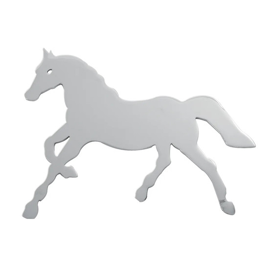 Medium Chrome Horse Mud Flap Cutout, Left Facing - Tape Mount