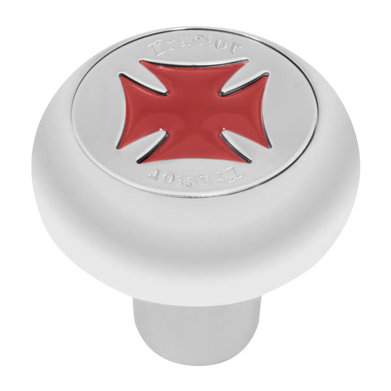Chrome Aluminum Screw-In Trailer Knob W/ Red Iron Cross