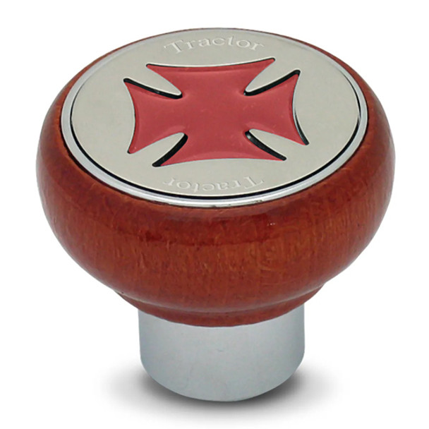 Wood Screw-In Trailer Air Knob W/ Red Iron Cross