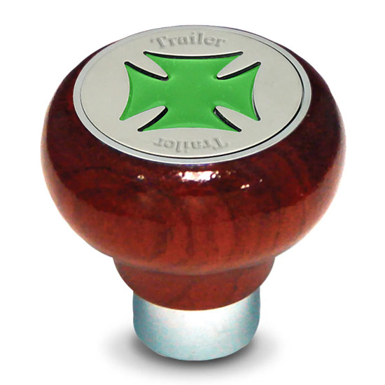 Rosewood Screw-In Tractor Air Knob W/ Green Iron Cross