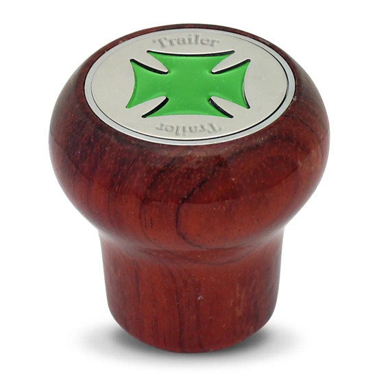 L. Rosewood Screw-In Trailer Knob W/ Green Iron Cross