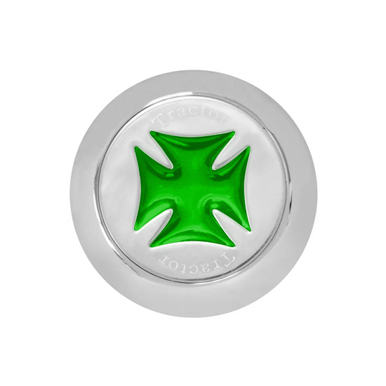 Chrome Aluminum Screw-In Trailer Air Knob W/ Green Iron Cross