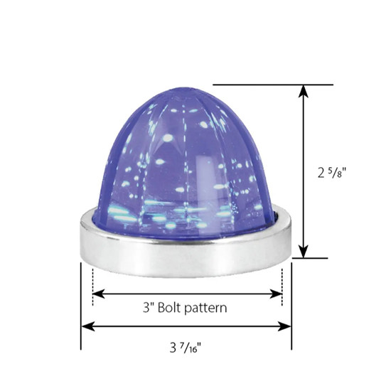 Classic Watermelon Surface Mount LED Light - Blue LED / Smoke Lens