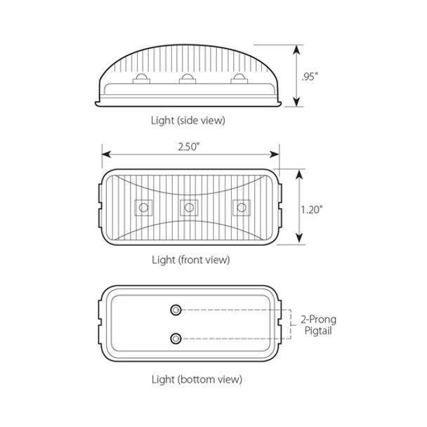Small Rectangle Marker Sealed Red LED Light 3 Diode