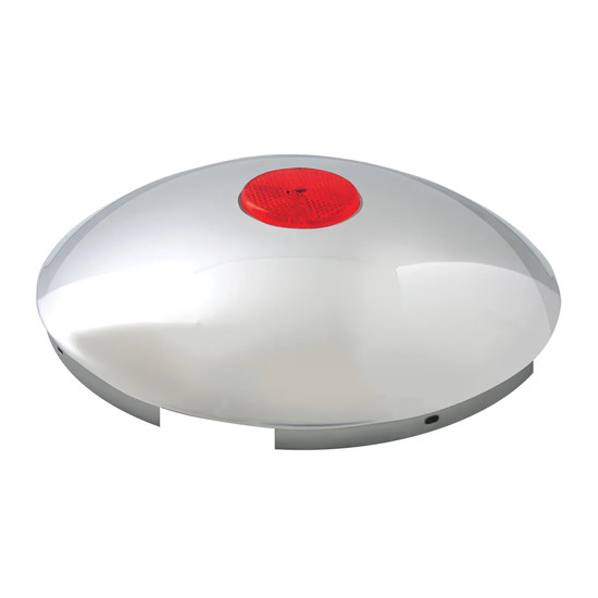 Chrome Front Hubcap W/ Red Reflector, 7/16 Inch Lip, 5 Notches
