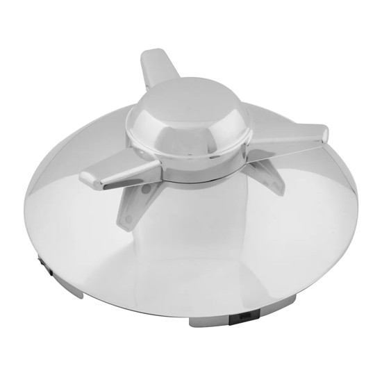 Universal Chrome Front Wing Spinner Hubcap, Straight, 7/16 Inch Lip, Driver Side