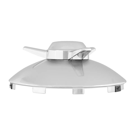 Universal Chrome Front Wing Spinner Hubcap, Straight, 7/16 Inch Lip, Driver Side