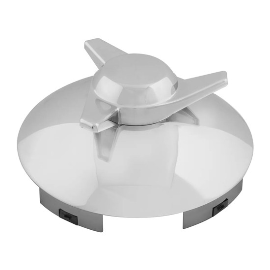 Universal Chrome Front Wing Spinner Hubcap, Swept, 1 Inch Lip, Driver Side