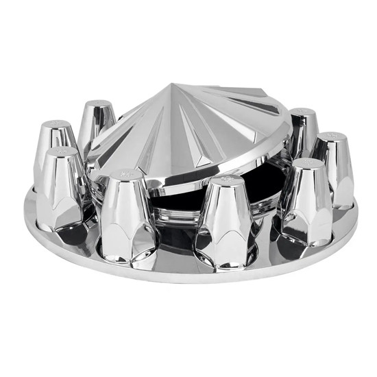 Chrome Abs Front Axle Cover Spoke W/Screw-On 33MM Nut Covers
